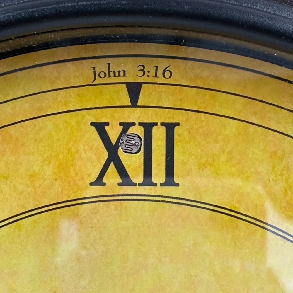 Divine Time Religious Wall Clock Bible Verses Roman‎ Numerals Dark Brown Frame